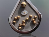 240 - BROOCH | The Star, stainless steel, gold, diamonds, Braille Art: A STAR, Vibration