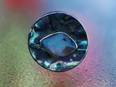 371 - BROOCH | Opal Fish, stainless steel, gold, boulder opal, Paua, diamonds, emerald, Ocean / Gem Art
