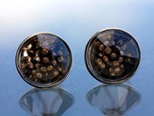 244 - EARRINGS | Op Art Flower, stainless steel, gold, rock crystal op stone, diamonds