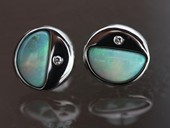 369 - STUDS | Opal Bagel, stainless steel, opals, diamonds, Turn Art