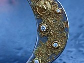 345 - BROSCHE | Moon Flirt, ES, Gold, Brillanten, Star Art Cassiopeia, Steel Welded Gold Filings