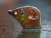 361 - BROSCHE | Jumbo, Edelstahl, Boulder Opal, Brillant, Gem Art
