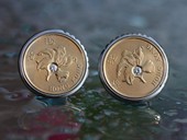 220 - OHRSTECKER | Hong Kong Time, Edelstahl, Gold, 10 Cent HK, Brillanten, Starlight Coins