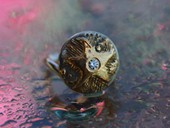 340 - RING | Steestern, Edelstahl, Gold, Brillant, Welded Gold Filing
