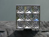 33 |  Brooch, White Gold, Rock Crystal Op Stones, Diamonds, Op Art, 2005