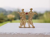 90 |  Brooch, Dancing, Gold, Ruby, Drawn Wire Work, Pair 1979