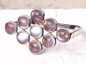 84 |  Bangle, Red Eyes, White Gold, Moon Stones, Ruby Balls, Kinetik, Op Art, 1975