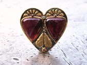 93 |  Brooch, Golden Heart, Gold, Silver, Tourmaline, Diamond, Ruby, Fine Gold a` jour, 1982