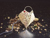 11 |  Brooch, Leaf Stories, Gold, Silver, Diamonds, Ruby, Golden Positive, 1995