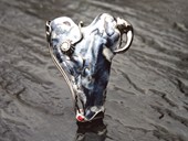 41 |  Brooch, White Gold, Piece of Shell, Diamond, Ocean Art, Taurus 1996
