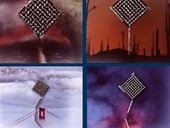 21 |  Brooche, Rising Diamond Square, Whitegold, Diamonds, Carnelian, Kinetic, Variation, DIAMOND INTERNATIONAL AWARD, Paris 1994