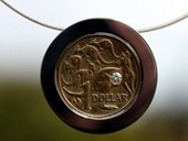 215 - PENDANT | Happy Family, stainless steel, 1 Dollar AUS, diamonds, two sides, Starlight Coin