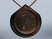 249 - PENDANT | Eurostar 3, stainless steel, Starlight Coin, 1 Euro Italia, diamonds