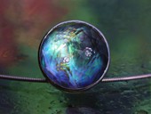 336 - PENDANT | Sea Life, SS, rock crystal op stone, Paua, diamonds, Op Art