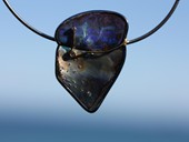 368 - PENDANT | Pacific Blue, stainless steel, gold, boulder opal, Paua, diamonds, Gem Art, Ocean Art
