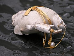 813 | Minature Sculpture - Urer URD gold, Thalassina Anomala, Biwaco Pearls, Braille Art