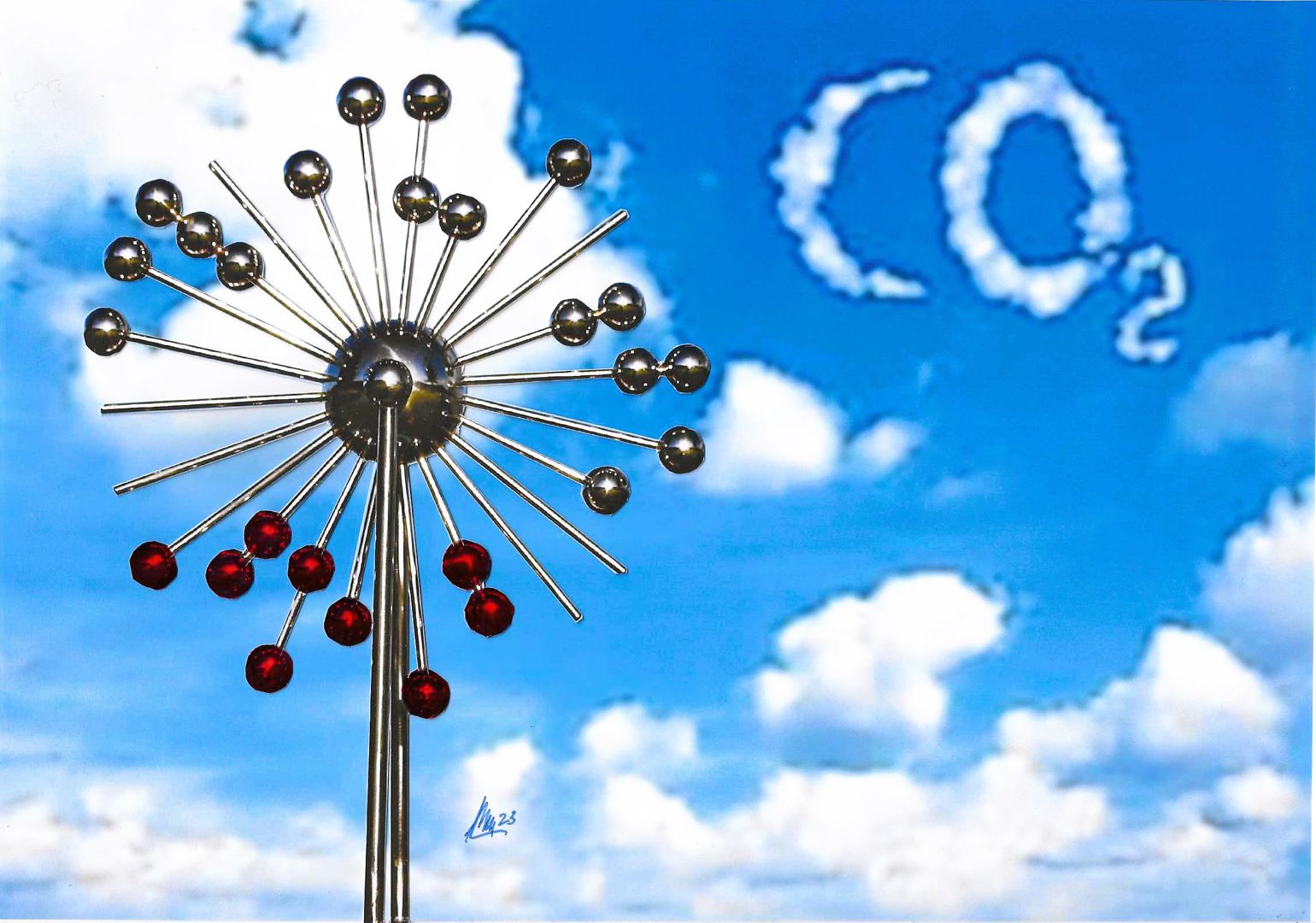 Sky Sculpture CLIMATE SOS and danger to life by Hans-Leo Peters 2023